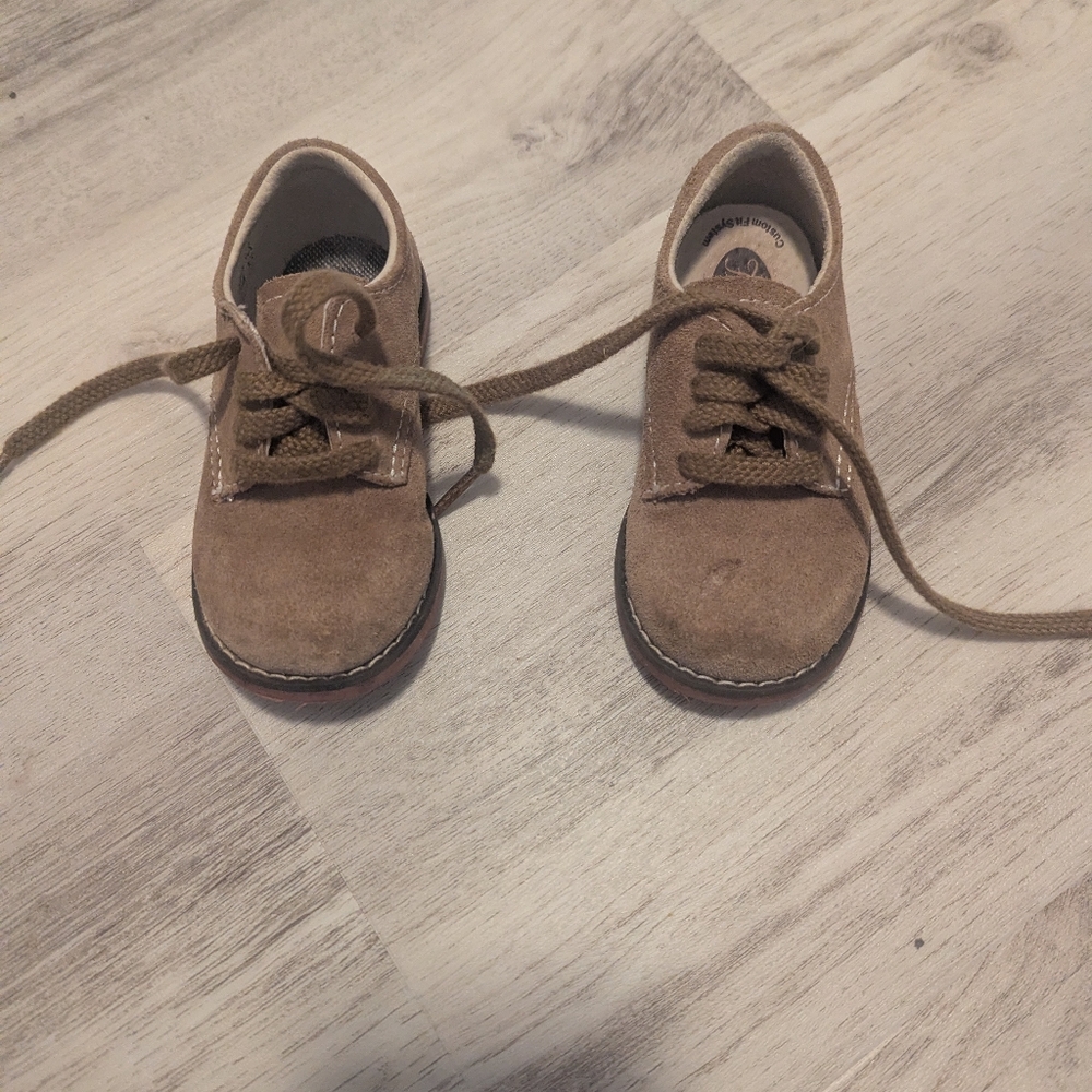 Footmates Toddler Shoes Size 5 Leather Brown Suede Tie Up Casual Wedding